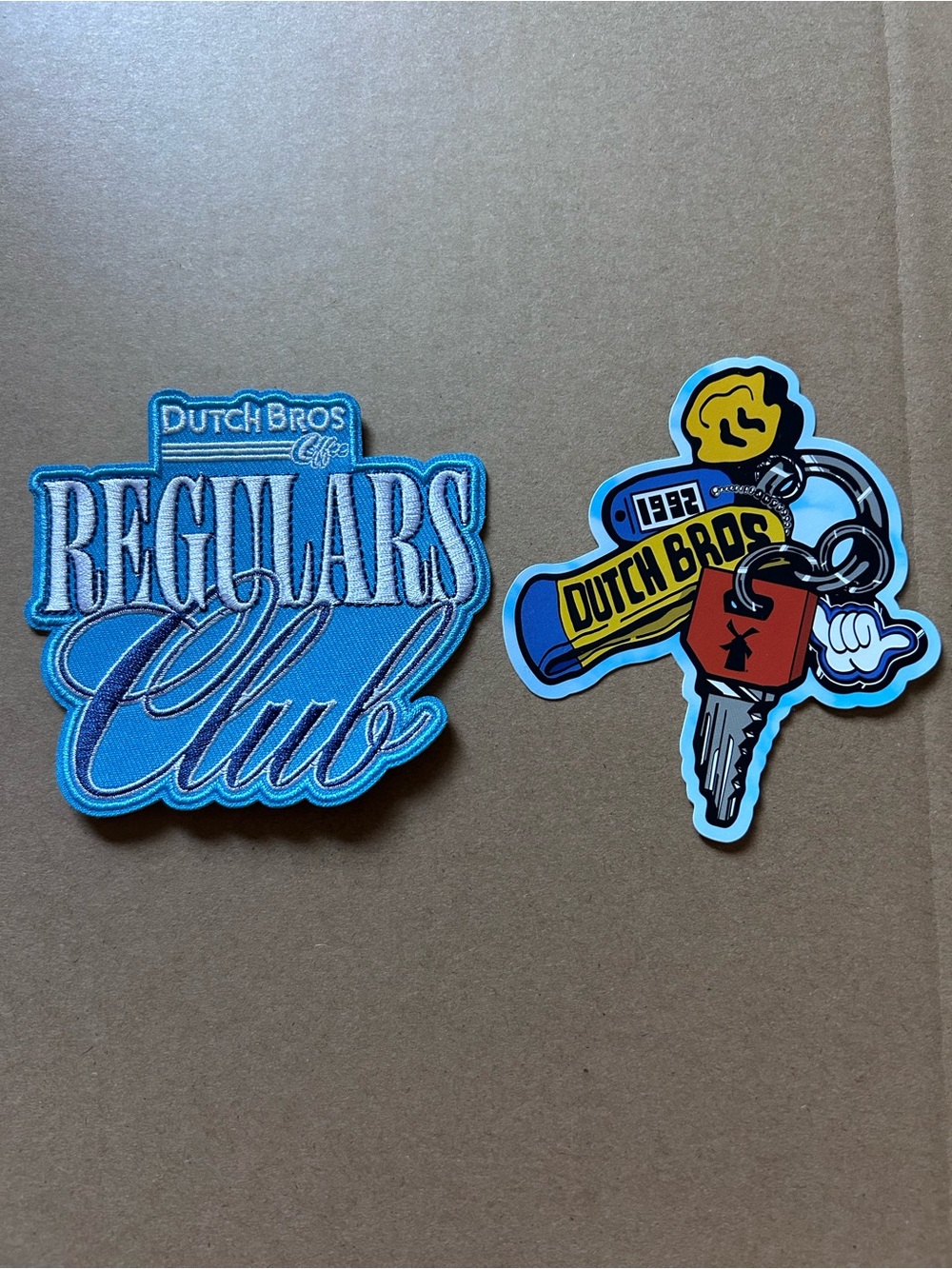 Dutch Bros Blue Regulars Club Patch with Keychain Sticker Duo
